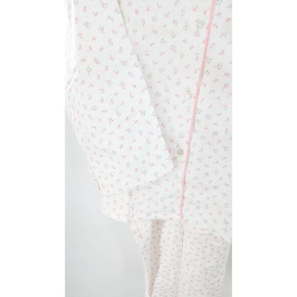 Fundamentals Women's White Collared Button-Up Long Sleeve Flannel Pajama Set Siz - Picture 5 of 8
